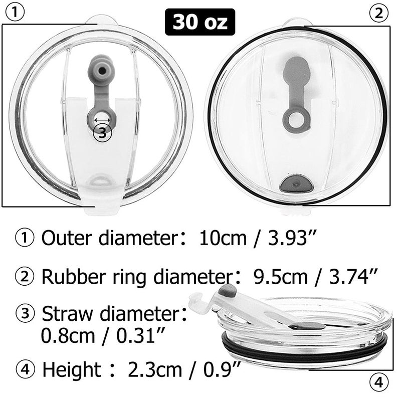 CNYMANY 3 Packs Lids for 30oz Tumblers, Spill-proof Splash Resistant Straw-friendly Cover for Old Style 30 oz. Cups - Gray - Image 2